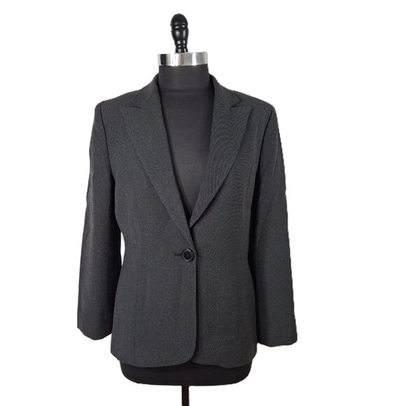 Anne Klein Tailored One Button Career Suit Blazer Jacket Sz 12 Lined Vintage - Picture 4 of 15